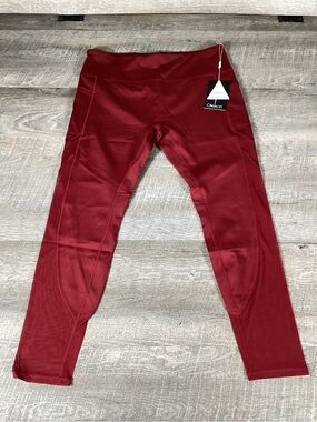 Ongasoft Yoga Leggings XXL Wine Red High Waist Compression Activewear NWT